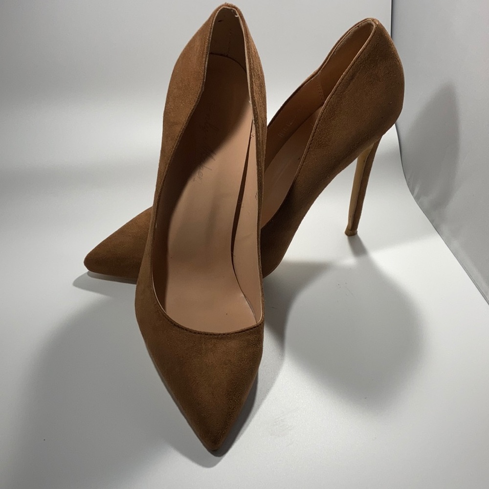 Light Brown Pointed ToeHigh Heel Suede Pumps